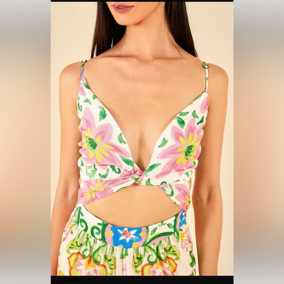 FARM Rio Watercolor Bow Jumpsuit Size M - Picture 4 of 9